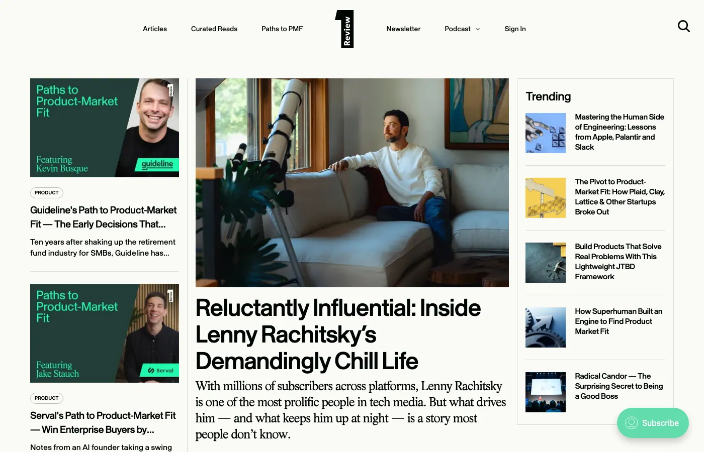 Screenshot of review.firstround.com: First Round Review