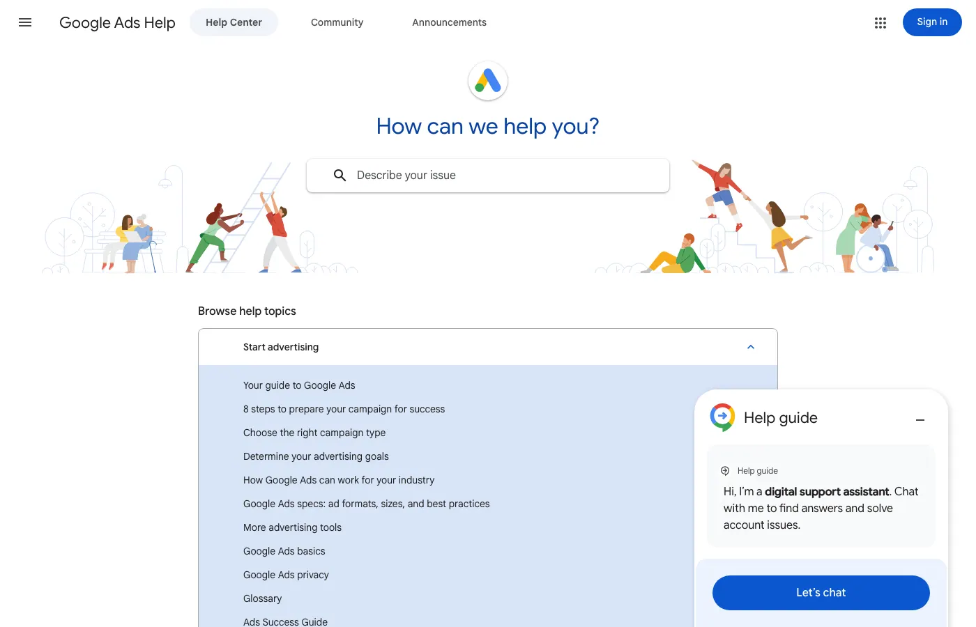 Screenshot of support.google.com: Google Ads Help