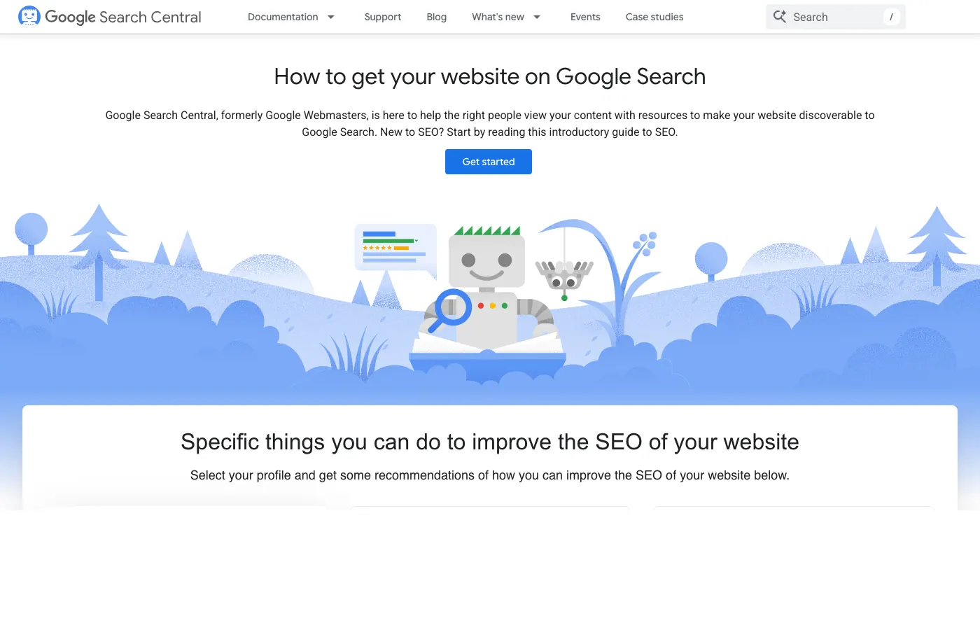 Screenshot of developers.google.com: Google Search Central