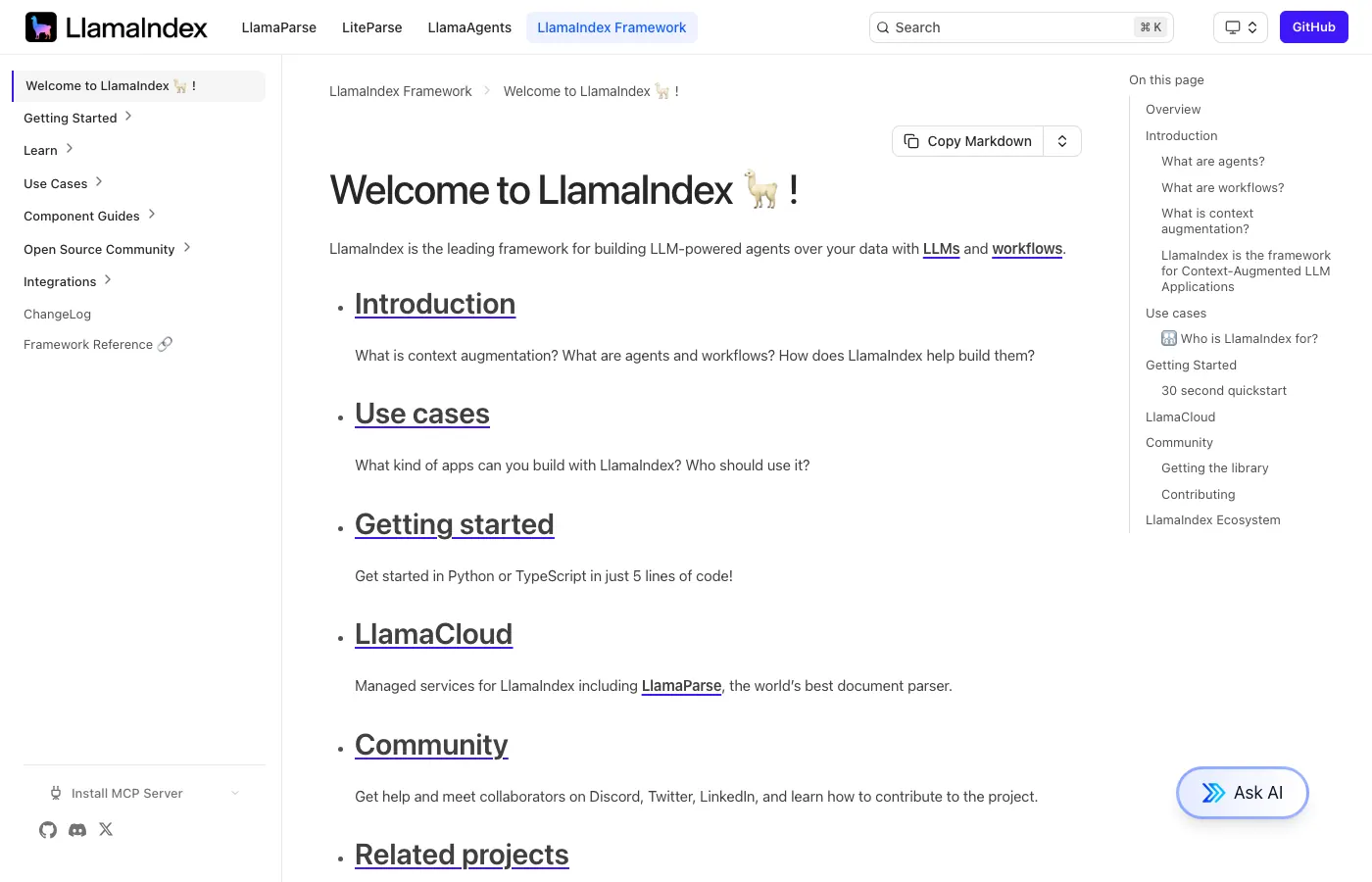 Screenshot of docs.llamaindex.ai: LlamaIndex docs